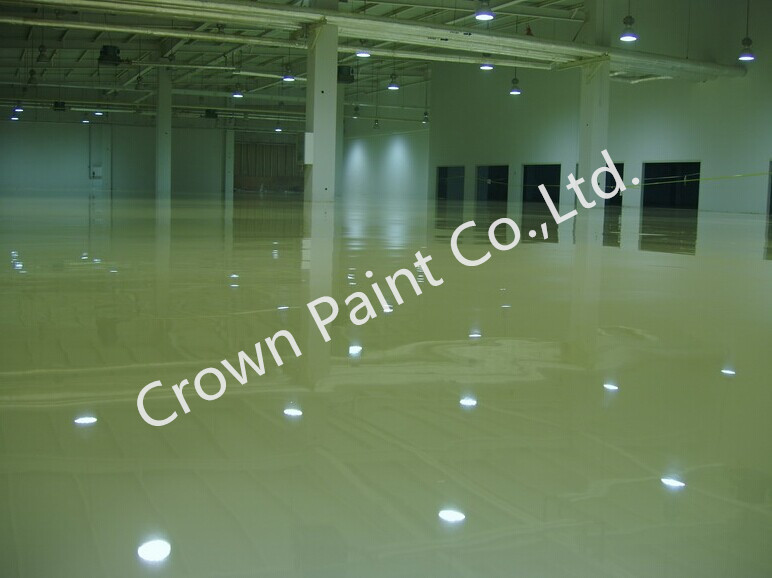 Clothes factory with self-leveling epoxy floor paint
